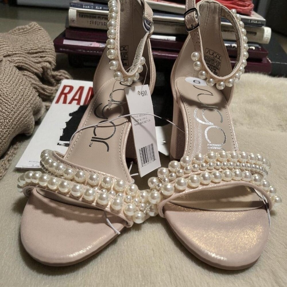 SUGAR sandals heels ankle‎ strap with pearls - Picture 5 of 5